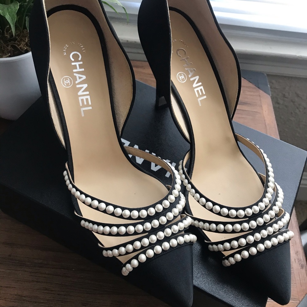 Authentic Chanel Pumps with Pearls